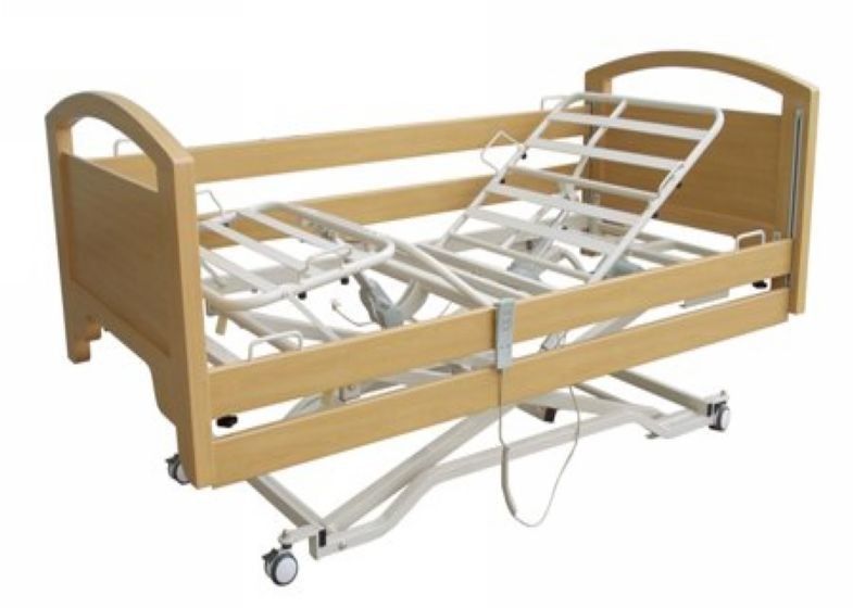 เตียงดูแลรักษาบ้านที่มีระดับต่ำด้วยรีโมตคอนโทรลแบบ Melamined Wood Side Rails