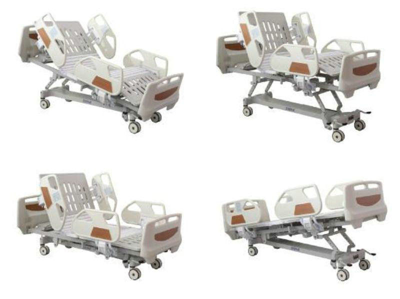 5 ตำแหน่ง Electric ICU Clinic Hospital Bed 125mm Use In Ward Semi Automatic