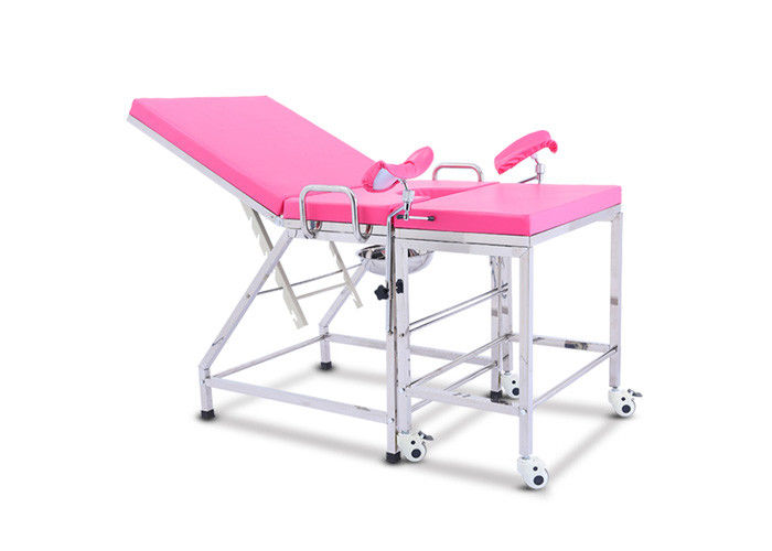 สแตนเลสหญิงนรีเวชทางการแพทย์สอบตารางสีชมพูแบบพกพาสอบเก้าอี้